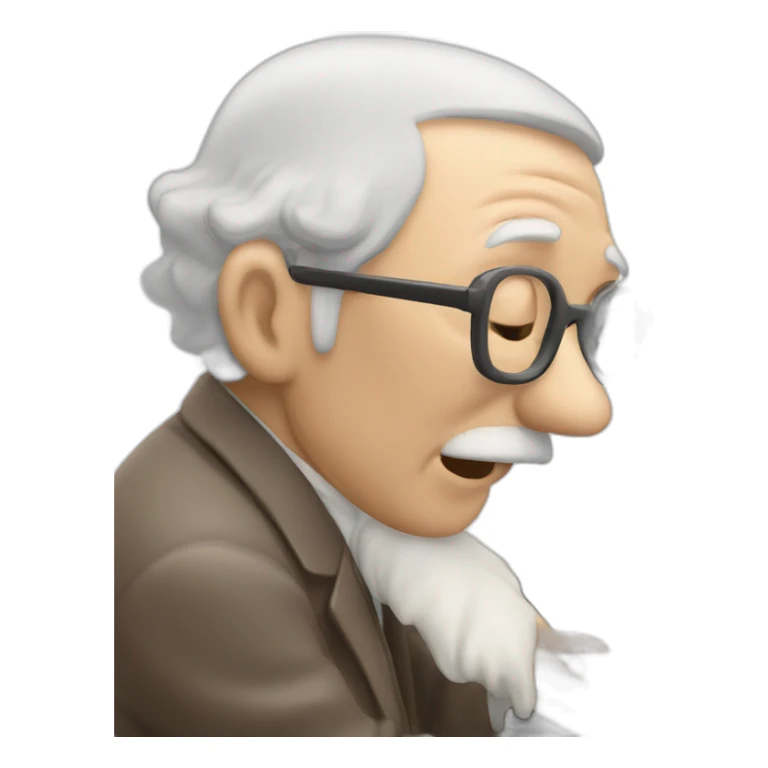 piano played by an old man tinking about notes in his head sticker