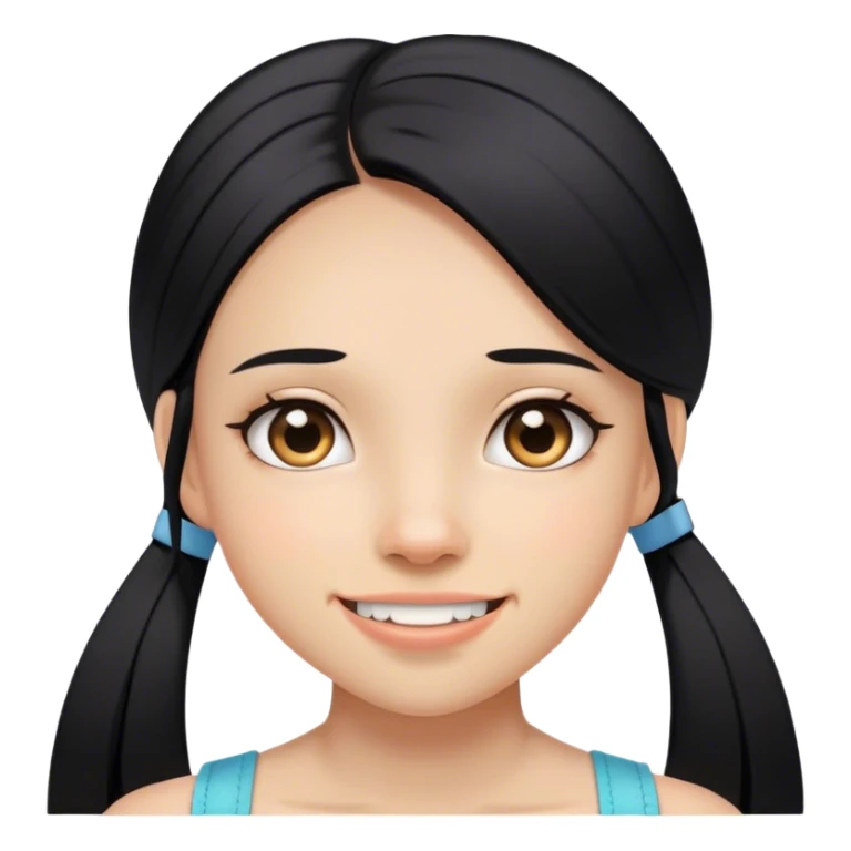 Girl with black straigth hair and brace  sticker