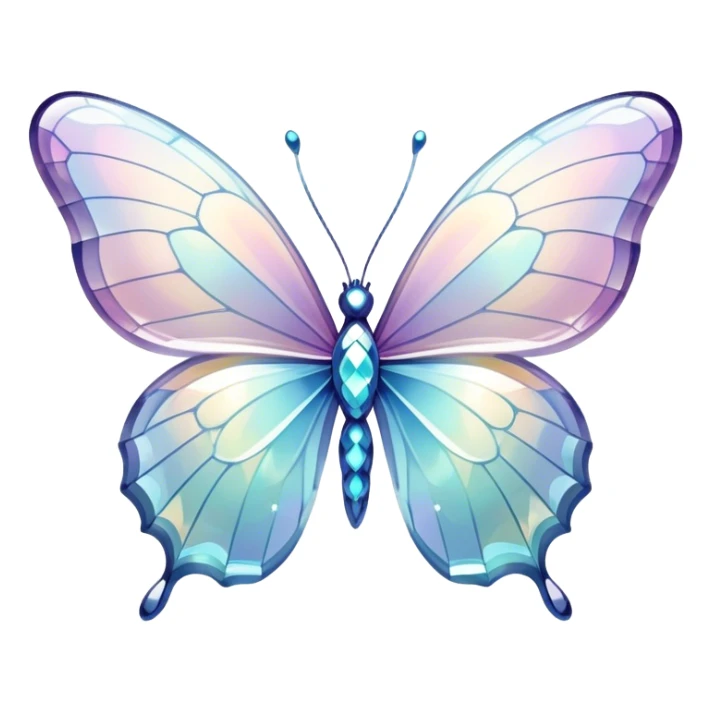 Sparkly glossy Pastel white iridescent glass crystal butterfly sticker