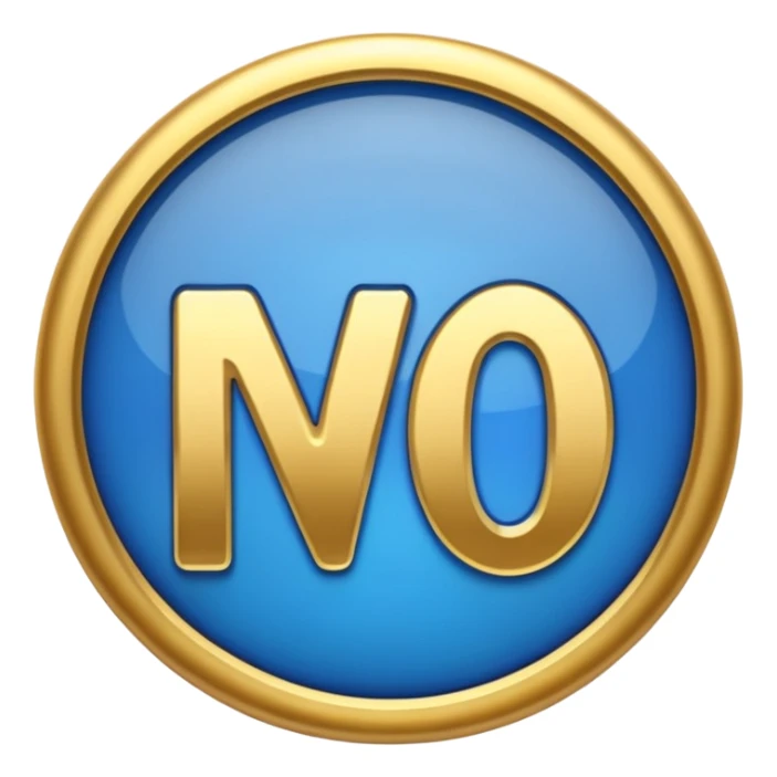 the word "no" in blue and gold sticker