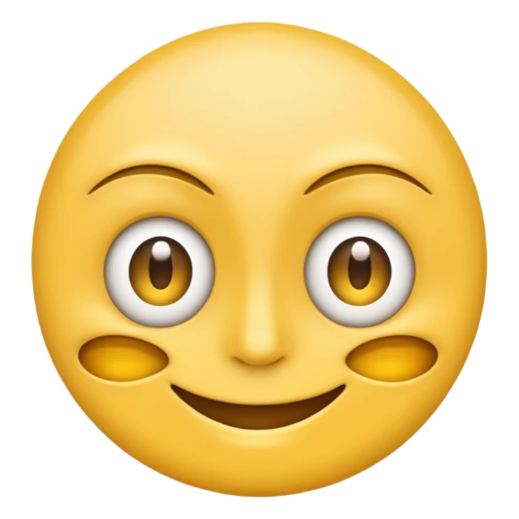 Standard yellow smile emoji but with both eyes looking in different directions. Deadpan no smile sticker