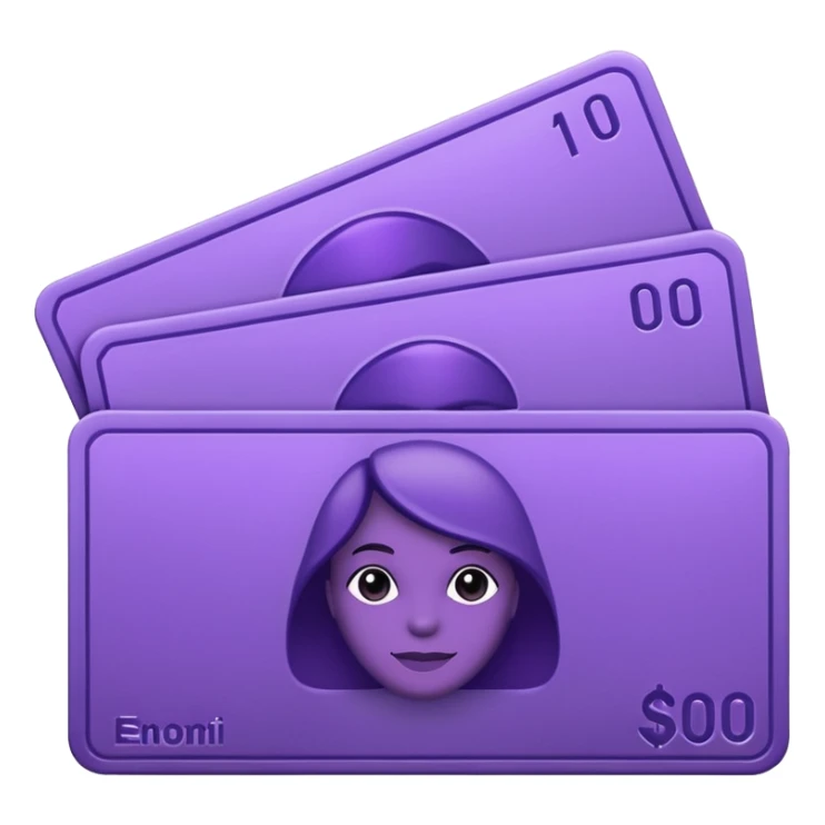 purple bank notes with purple pine logo on it sticker