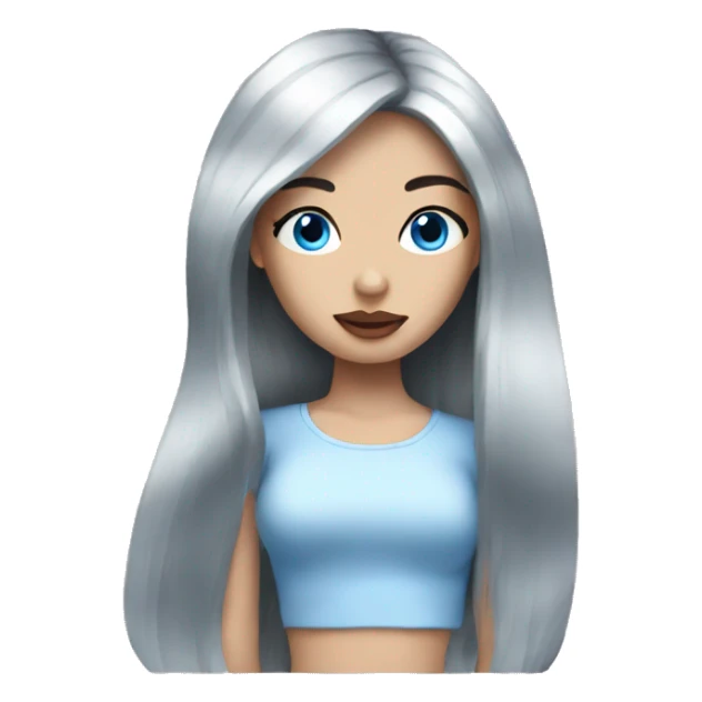 Girl with long black hair blue eyes pink lips  sticker