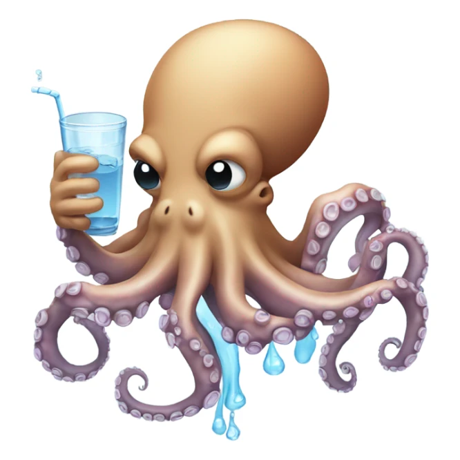 Octopus drinking big glass of water sticker