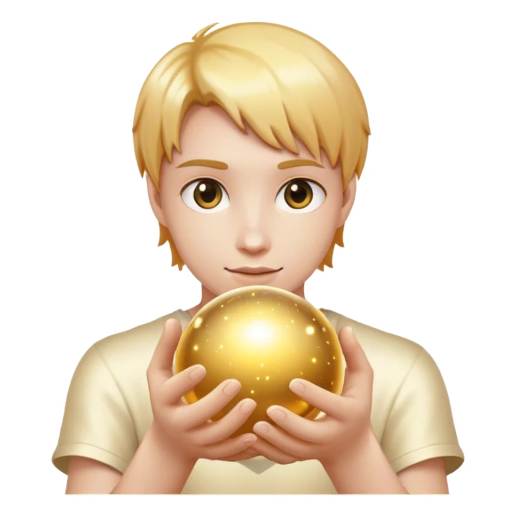 Cinematic realistic golden colored magic ball sparkles in your hands sticker