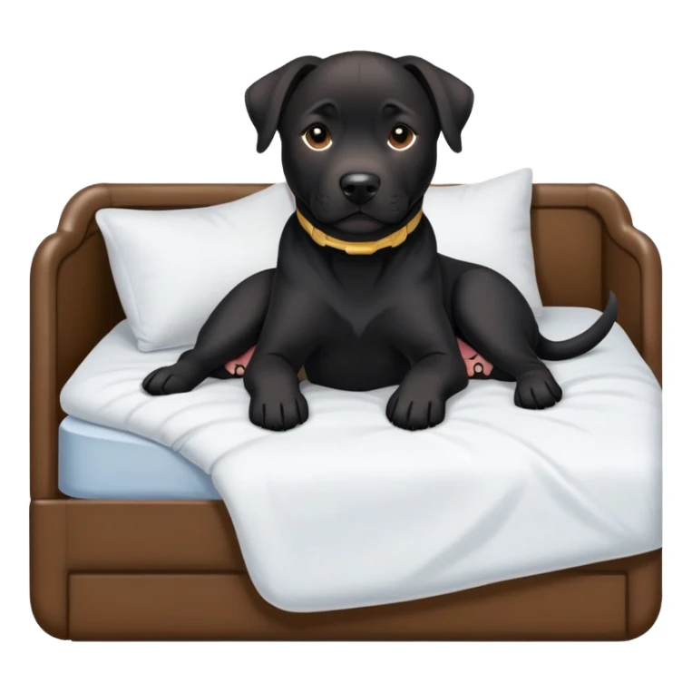 black lab/amstaff dog tugged in bed sticker