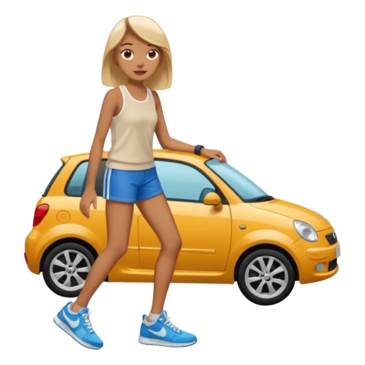 Tall girl crushing a tiny car under her foot sticker