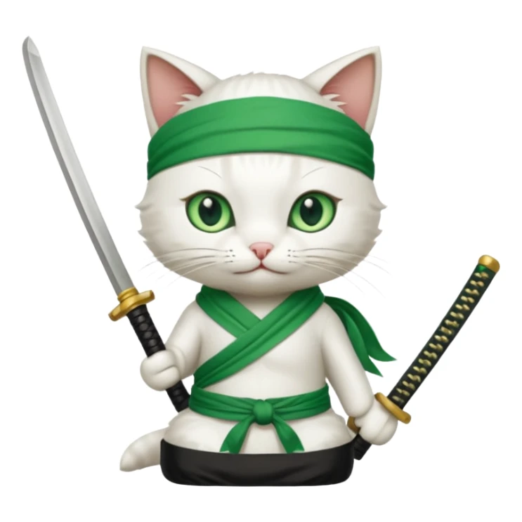 un gato blanco con reeferencia a roroa zoro sticker