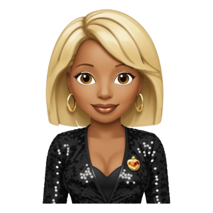 Mary J Blige with blonde hair, black sequin outfit sticker