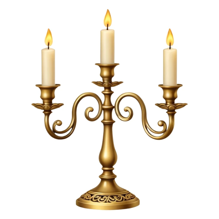 decorative candle holder with three lit candles, candelabra sticker