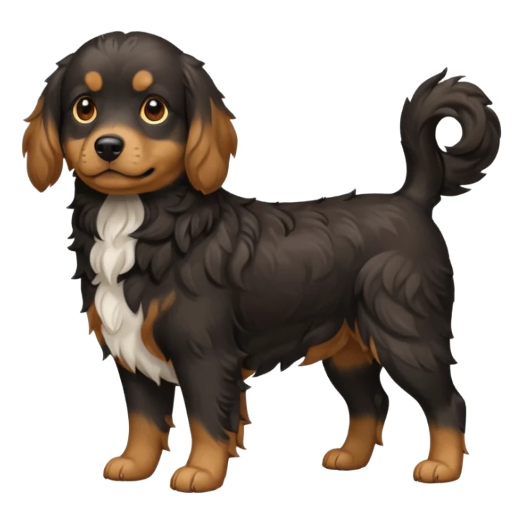 Black medium size mixed cocker shitsu dog, stand like full body dog emoji sticker