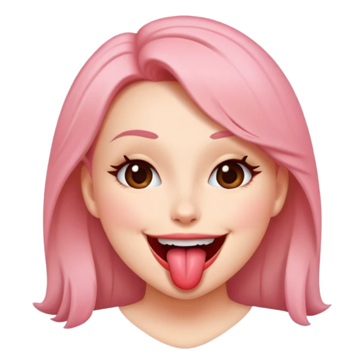 Blushing emoji with large breasts and tongue out sticker