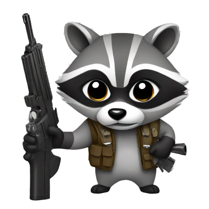 raccoon holding a gun sticker