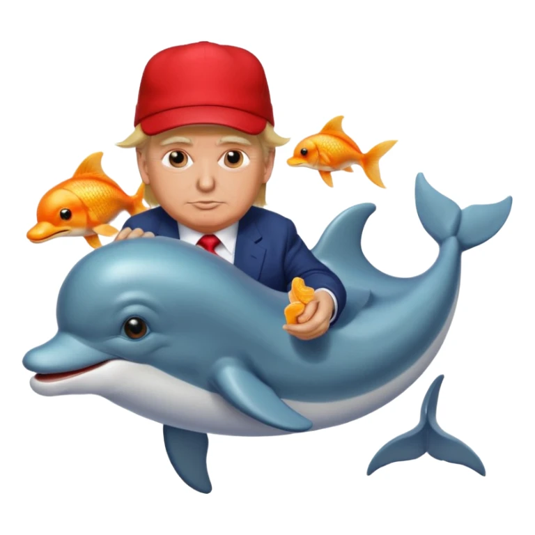trump at walmart while riding a dolphin and eating goldfish  sticker