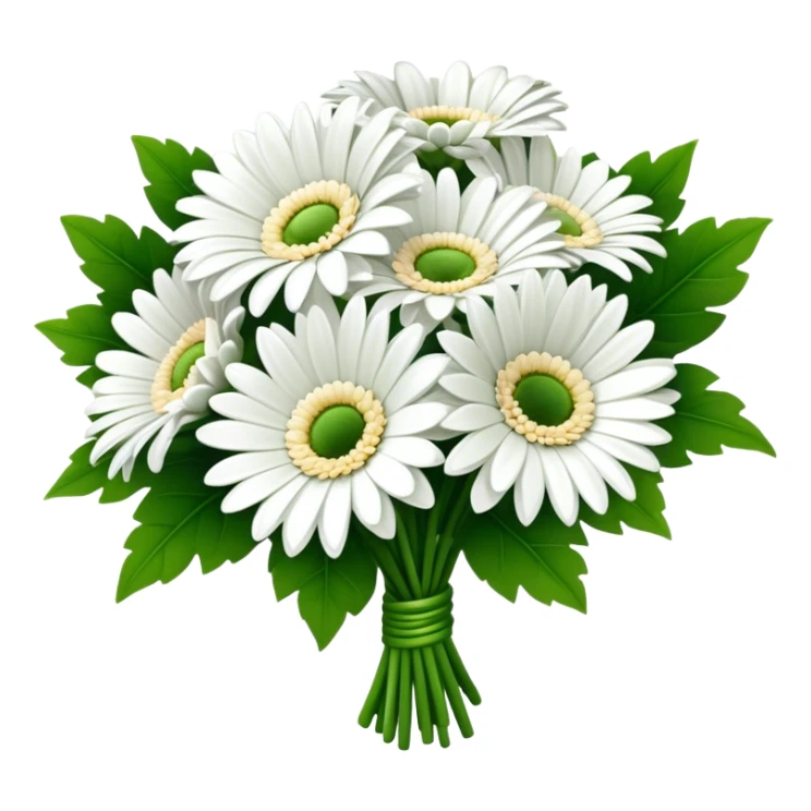bouquet White Gerbera Daisy, luxuriant, leaf, bud sticker