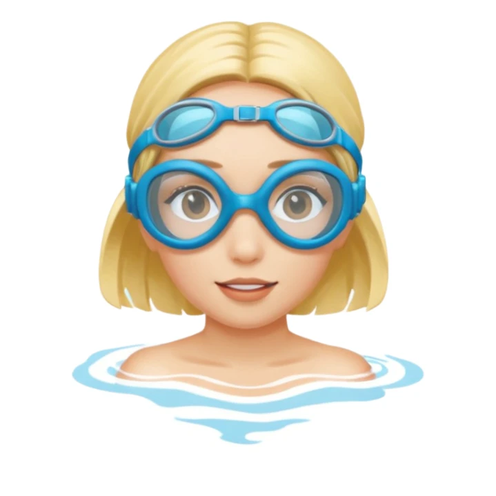 Girl with swim goggles on face sticker
