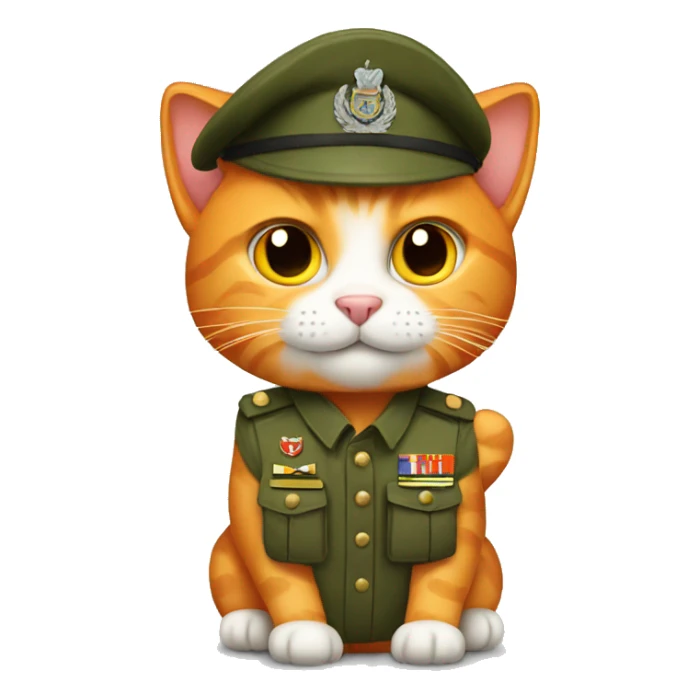 Orange cat in military outfit sticker