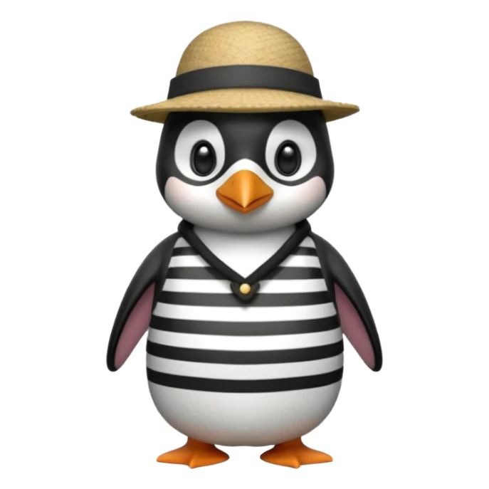 penguin wearing gondolier striped shirt and hat sticker