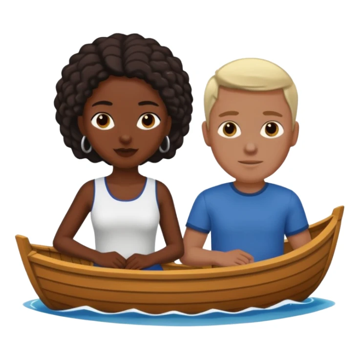 A black woman and white man in a boat  sticker