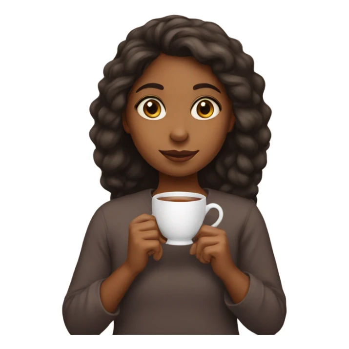 Brown girl holding tea cup sticker