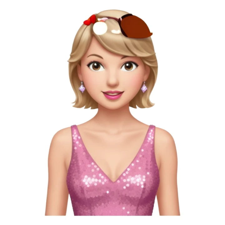 Taylor Swift smile in a sparkling pink dress sticker