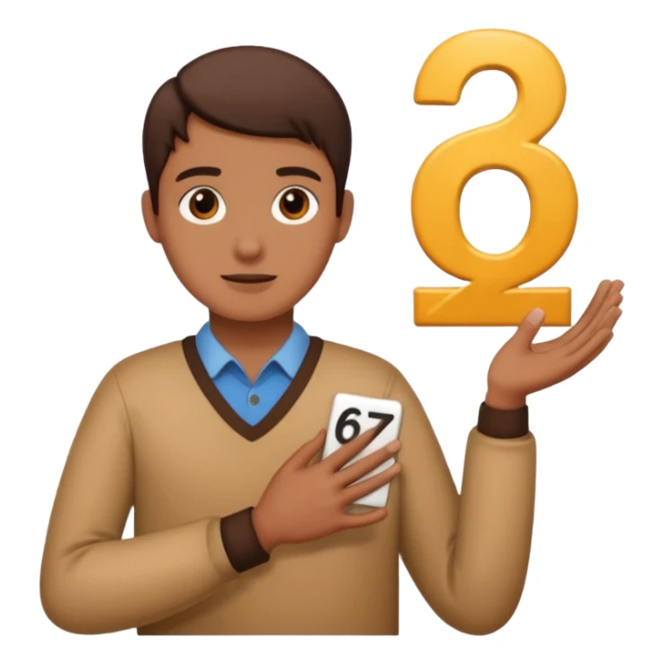 Head with hands holding  6 and 7 sticker