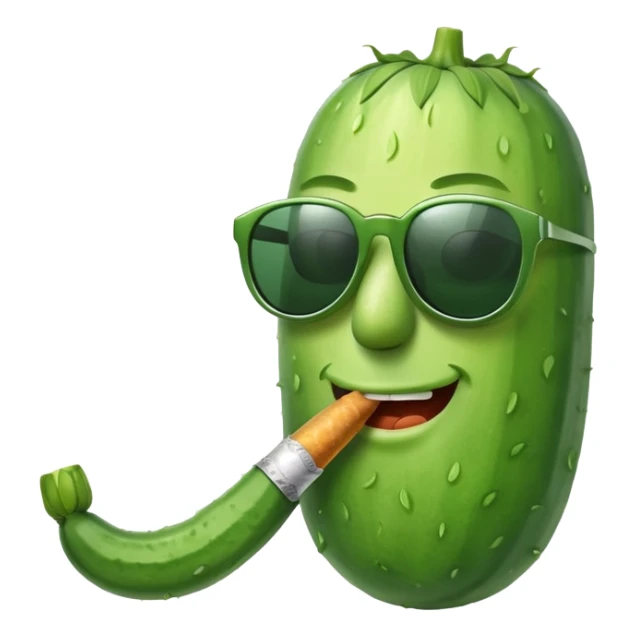 cucumber smoking a cigarette, wearing sunglasses and smirking sticker