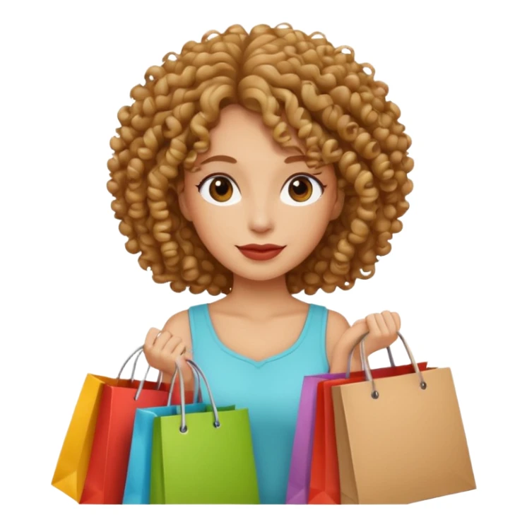 woman with curly hair shopping sticker