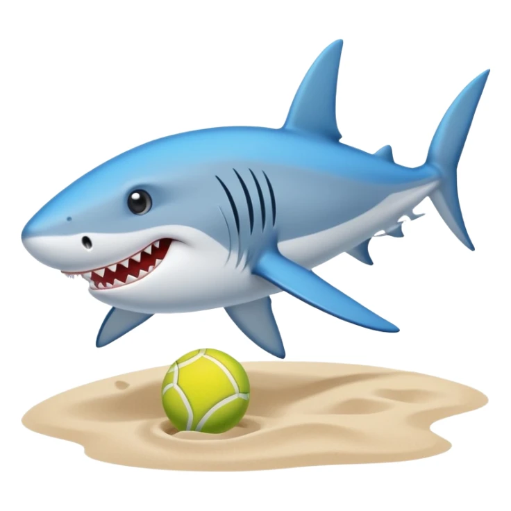 Un tiburón con tenis en una playa sticker