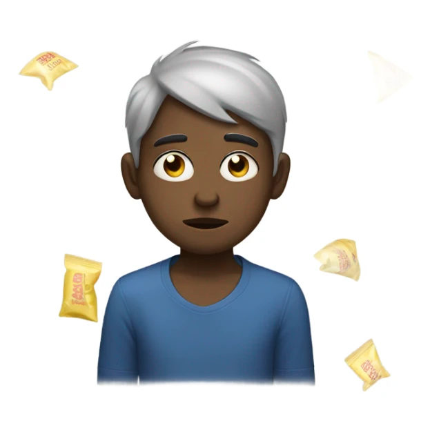 Tired kid with eye bags and a empty chip bag  sticker