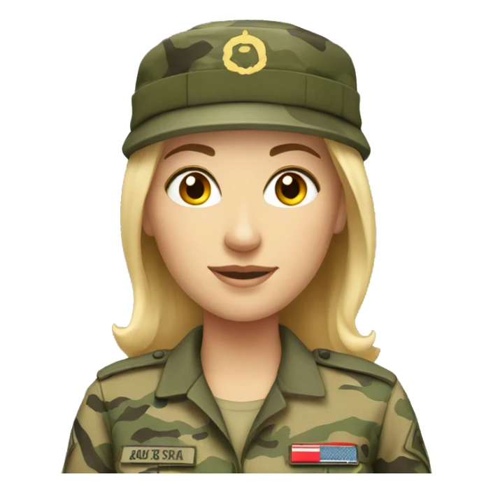 White Woman in camo military uniform  sticker