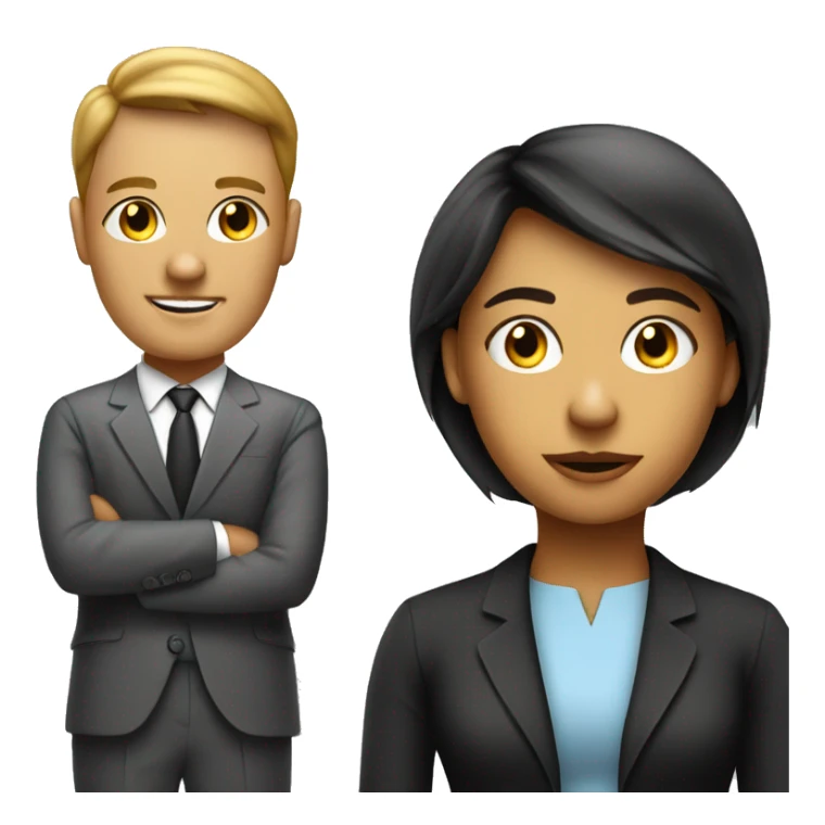 Job interview. Young lady and boss (man) sticker