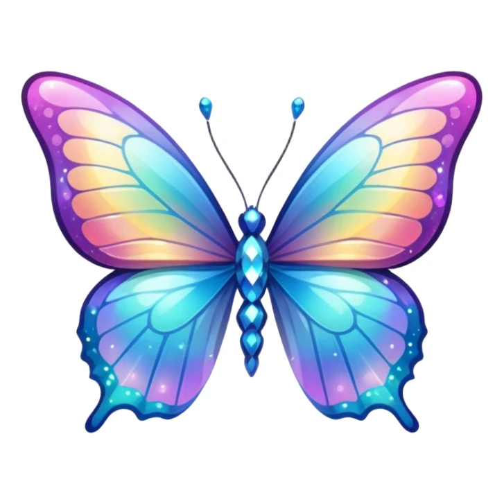 Shiny Glossy Glittery Sparkly Pastel Gradient Hue Iridescent Crystal Butterfly sticker