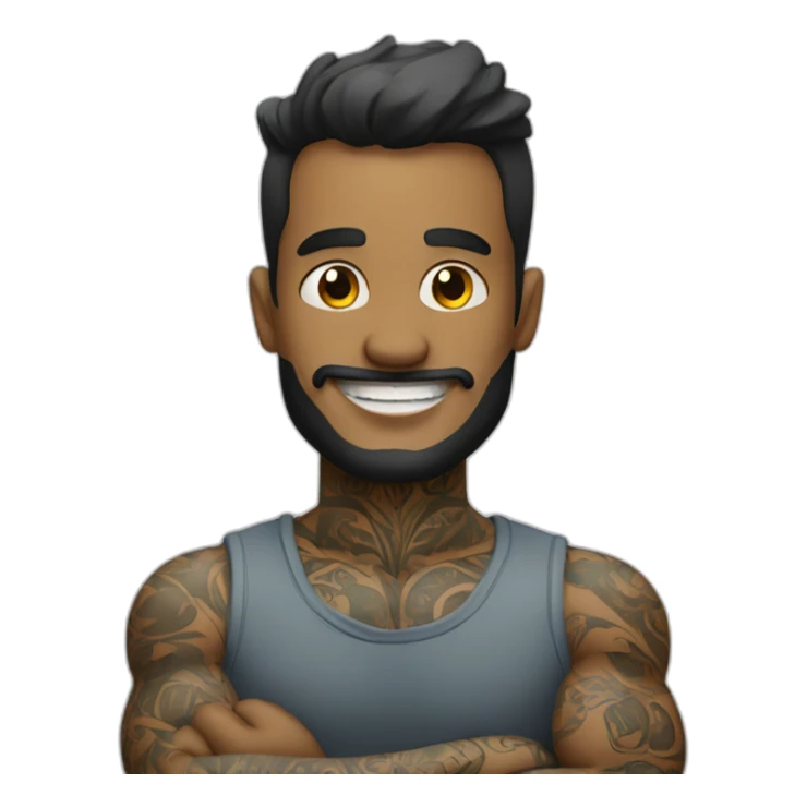 tattooed man smiling with arms crossed sticker