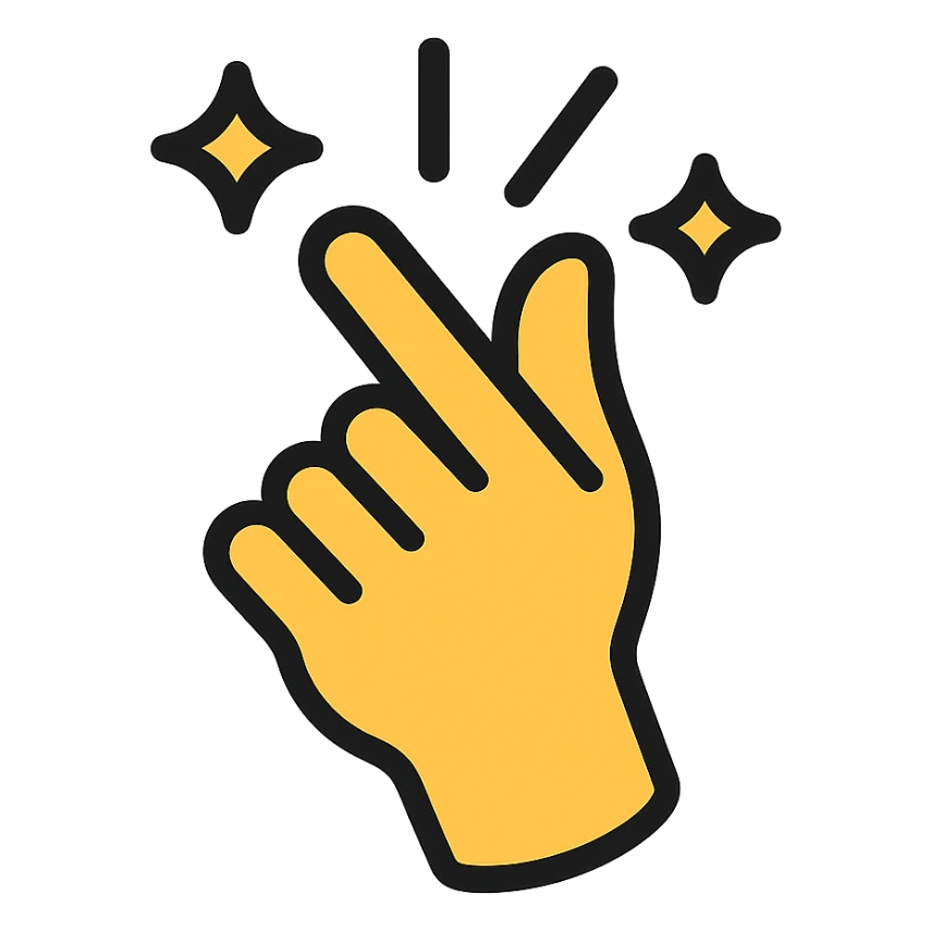 hand snapping fingers colored icon with black outlines sticker