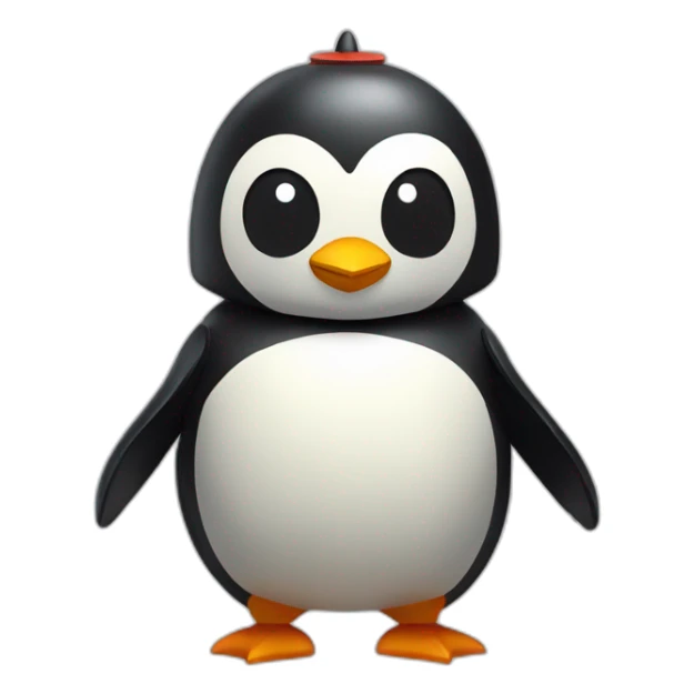 isometric penguin with face wearing samurai helmet with big horns sticker