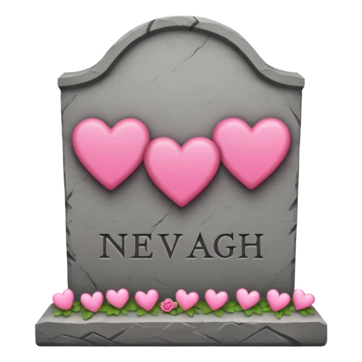 Headstone that says nevaeh with pink hearts sticker