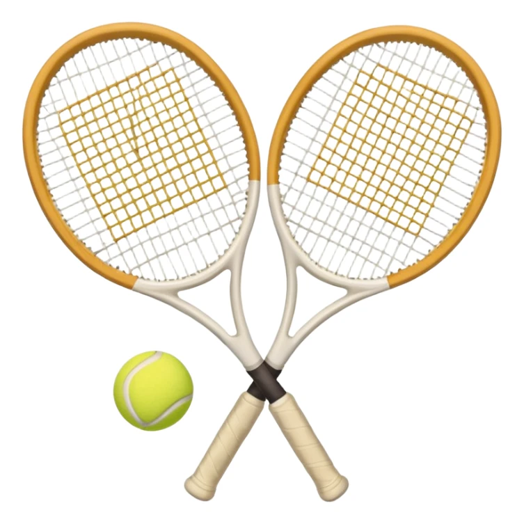 2 White Tennis rackets with beige tennis ball aesthetic  sticker