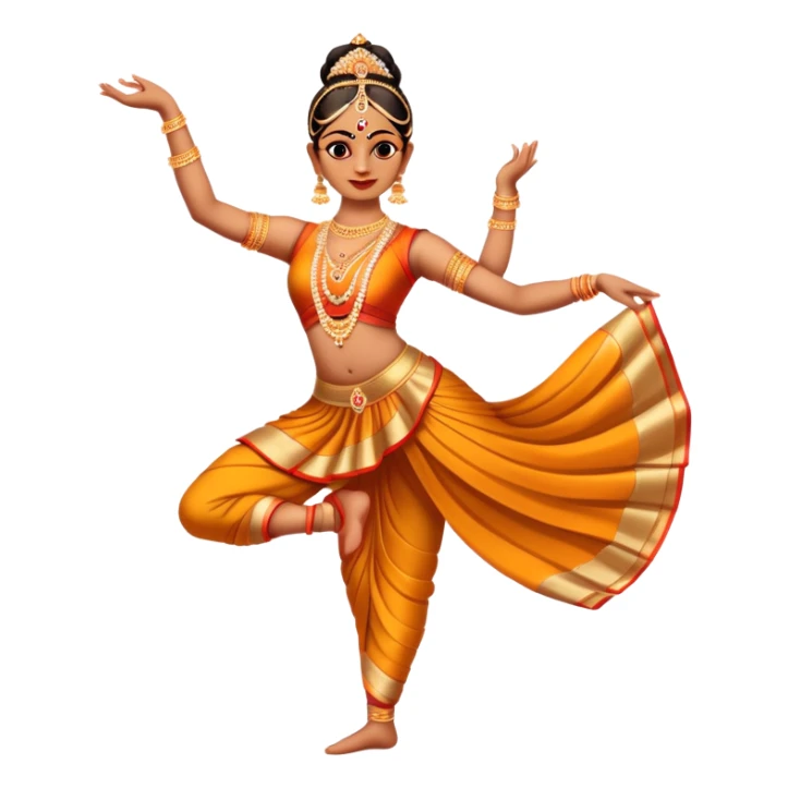 cinematic-realistic-bharatanatyam-dance-emoji,-depicted-as-an-elegant-classical-indian-dance-performance-with-graceful-poses,-intricate-costumes,-and-expressive-hand-gestures,-rendered-with-rich-textures-and-warm-dramatic-lighting, single dancer full body  sticker