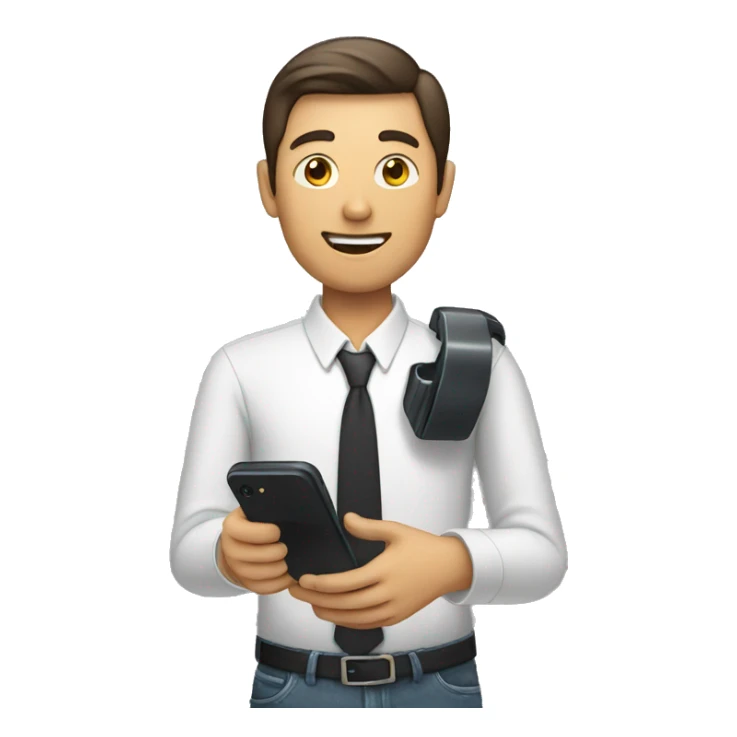 person with a phone in his hand sticker