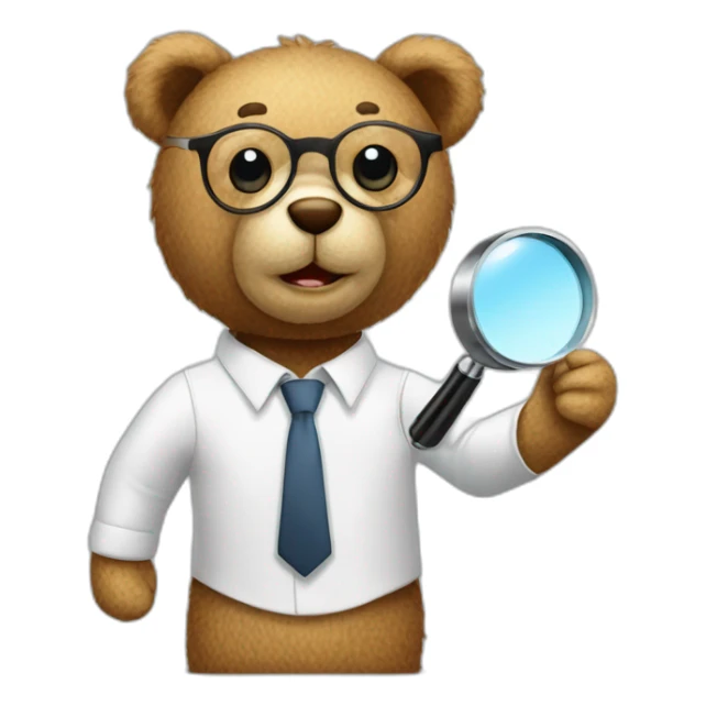 teddy bear with dress shirt and magnifying glass sticker