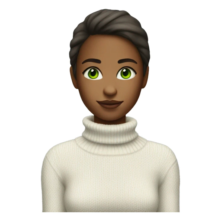 girl in white turtleneck sweater with green eyes sticker