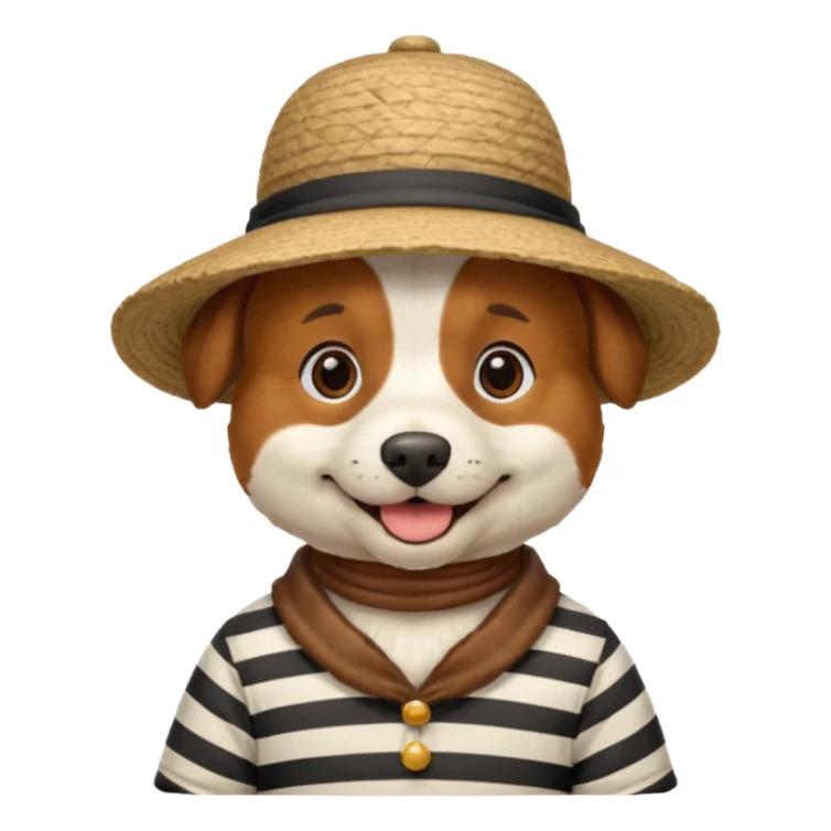 dog wearing gondolier striped shirt and hat sticker