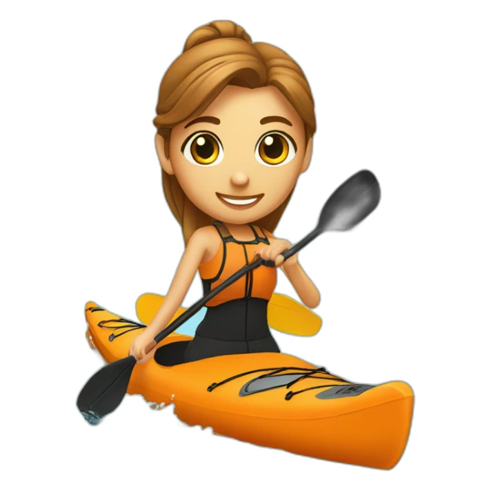 fitness instructor paddling, kayaking, orange kayak on water sticker