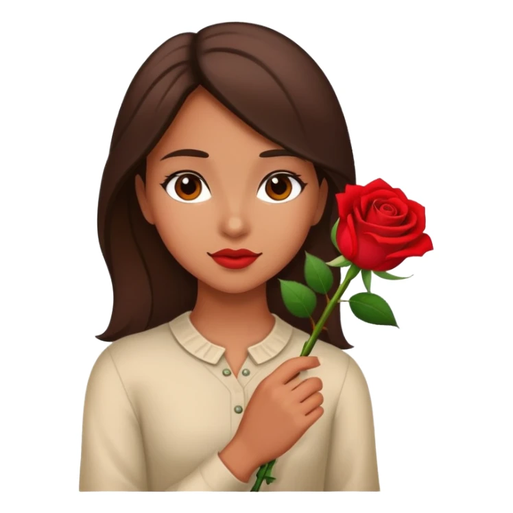 girl with a rose brunette sticker