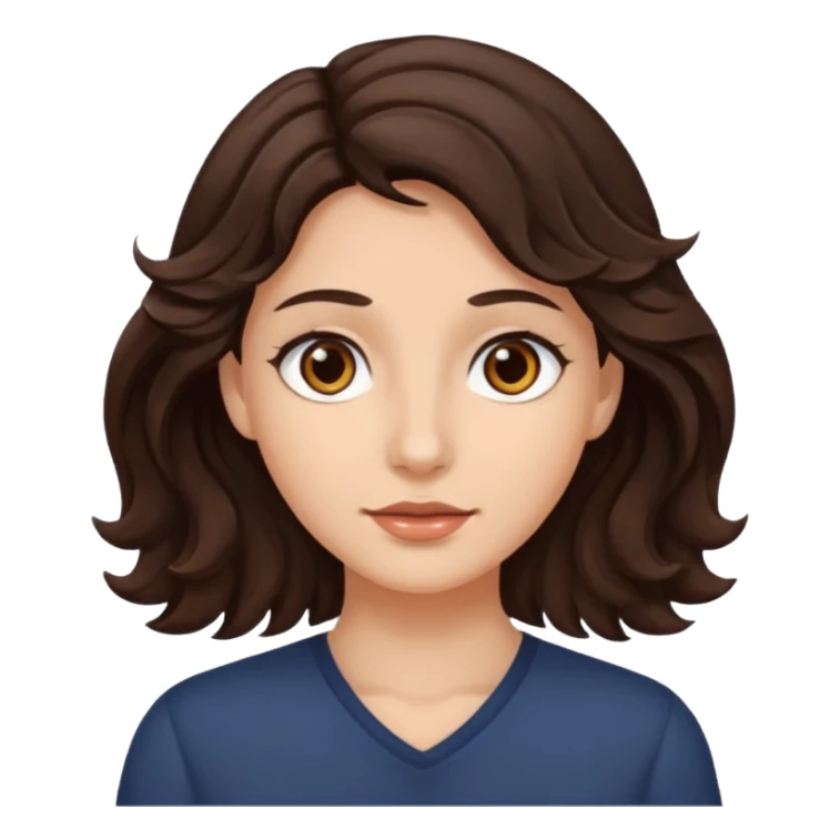 Olhos castanhos, cabelo castanho escuro e ondolado, pele clara sticker