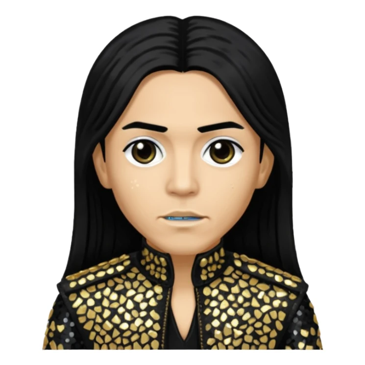Taboo from Black Eyed Peas with long black hair, black sequin outfit  sticker