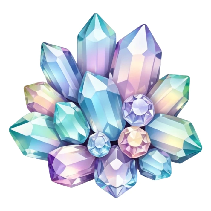 Sparkly glossy Pastel iridescent glass crystal cluster sticker