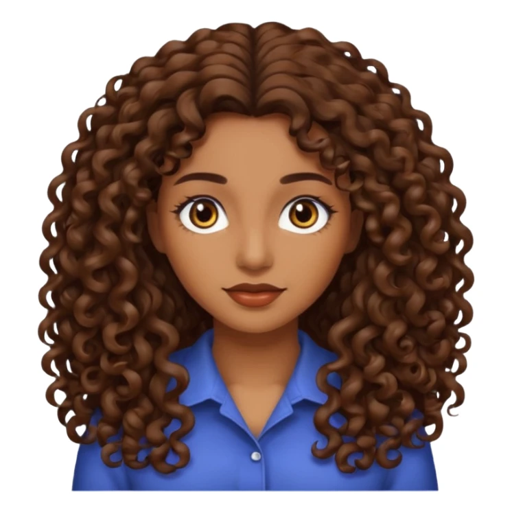 mujer morena cabello rizado largo castaño, ojos oscuros sticker