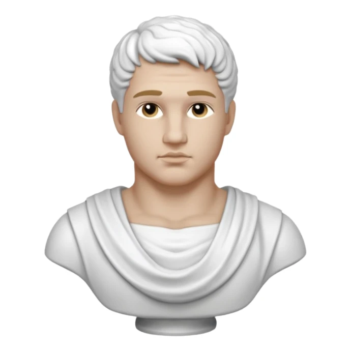 white classical roman bust, hunky,  white stone, no other colours than white sticker
